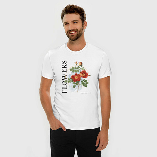 Мужская slim-футболка Flowers - Garden of memories / Белый – фото 3