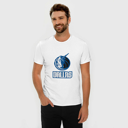 Мужская slim-футболка Dallas - Mavericks / Белый – фото 3