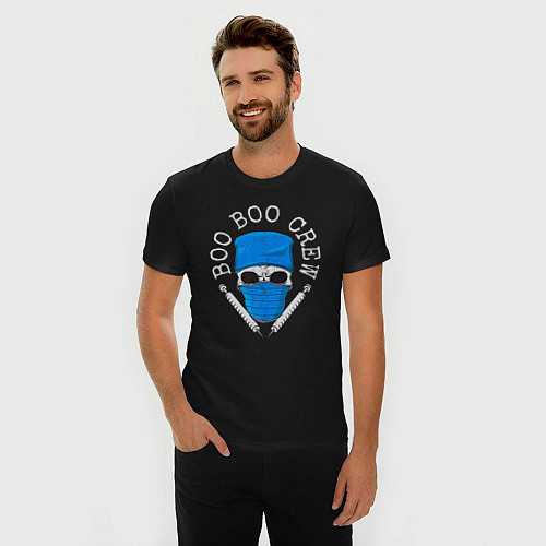 Мужская slim-футболка BOO BOO CREW / Черный – фото 3