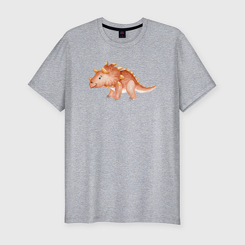 Мужская slim-футболка Динозаврик / Меланж – фото 1