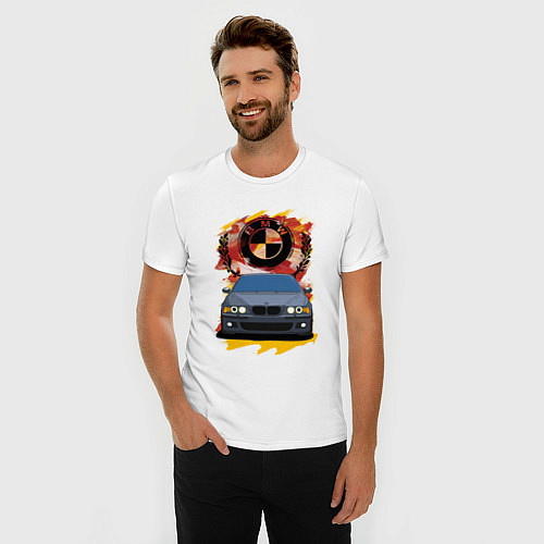 Мужская slim-футболка BMW пятерка 39 / Белый – фото 3