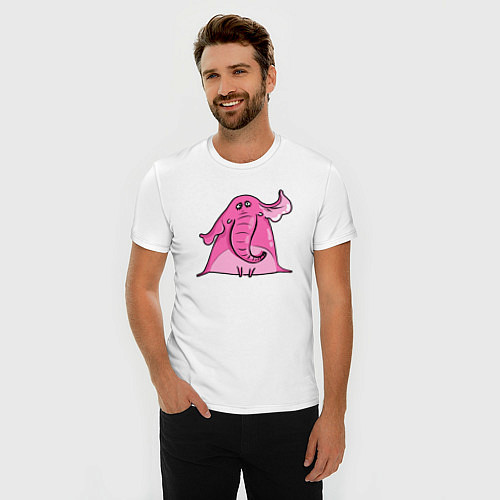 Мужская slim-футболка Розовый слон / Белый – фото 3