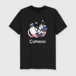 Футболка slim-fit Разбитая фиолетовая чашечка, цвет: черный