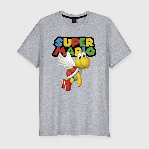 Мужская slim-футболка Super Mario Koopa Troopa / Меланж – фото 1