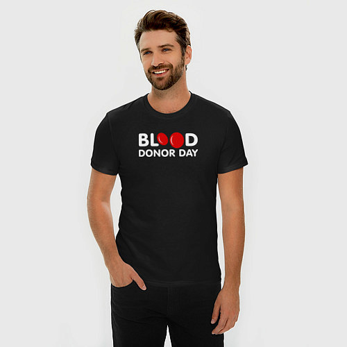 Мужская slim-футболка Blood Donor Day / Черный – фото 3