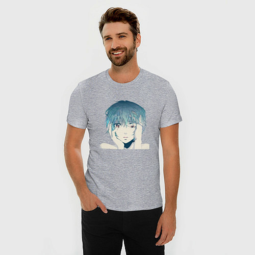 Мужская slim-футболка Рей Аянами Rebuild of Evangelion / Меланж – фото 3