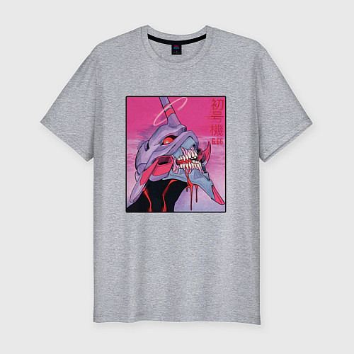 Мужская slim-футболка Ева 02 Neon Evangelion / Меланж – фото 1
