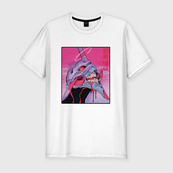 Футболка slim-fit Ева 02 Neon Evangelion, цвет: белый