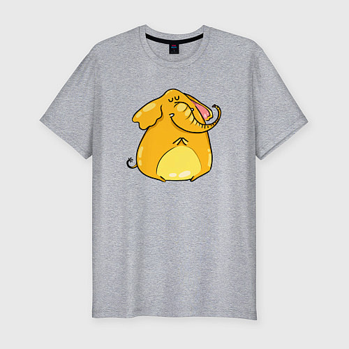 Мужская slim-футболка Желтый слон / Меланж – фото 1