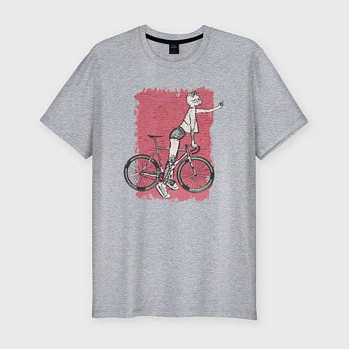 Мужская slim-футболка Bike punk cats / Меланж – фото 1