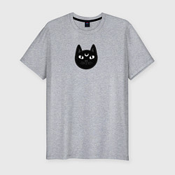 Футболка slim-fit Мистический чёрный кот с полумесяцем, цвет: меланж