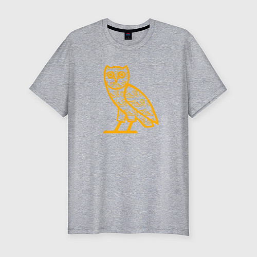 Мужская slim-футболка Drake сова / Меланж – фото 1