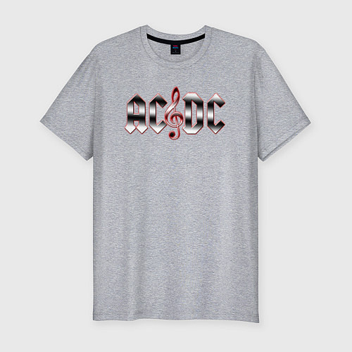 Мужская slim-футболка AC DC metallic fire / Меланж – фото 1