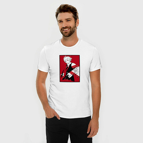 Мужская slim-футболка Опасный Карма / Белый – фото 3