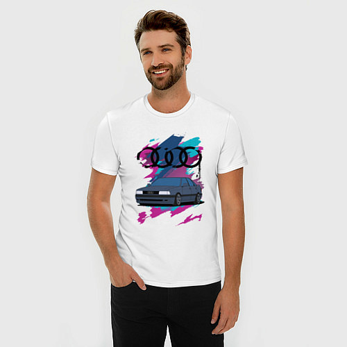 Мужская slim-футболка Audi 8090 / Белый – фото 3