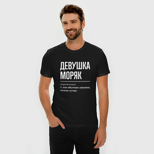Мужская slim-футболка Девушка Моряк / Черный – фото 3