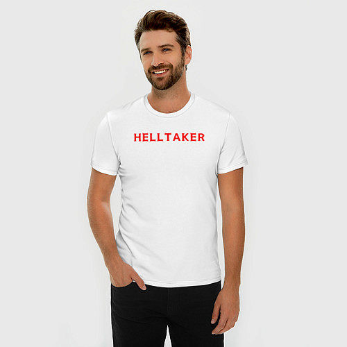Мужская slim-футболка Helltaker logo / Белый – фото 3