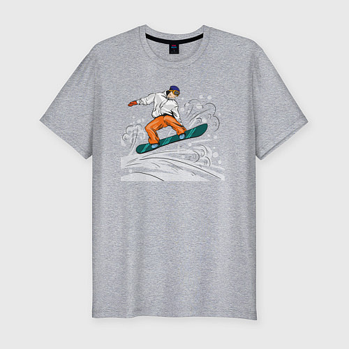 Мужская slim-футболка Сноубордист snowboard / Меланж – фото 1