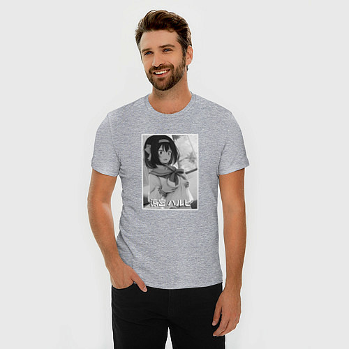 Мужская slim-футболка Удивлённая Харухи / Меланж – фото 3