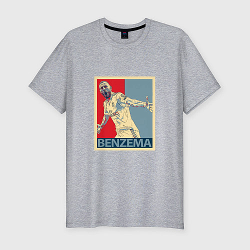 Мужская slim-футболка Madrid - Benzema / Меланж – фото 1
