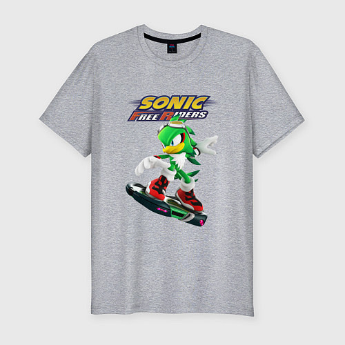 Мужская slim-футболка Jet-the-hawk Sonic Free Riders Реактивный ястреб С / Меланж – фото 1