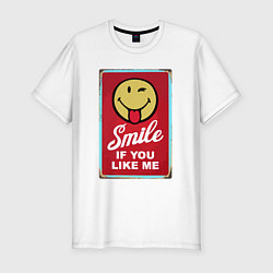 Футболка slim-fit Smile if you like me, цвет: белый