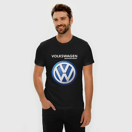 Мужская slim-футболка VOLKSWAGEN Autosport / Черный – фото 3