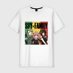 Футболка slim-fit Семья шпиона на цветном фоне Spy x Family, цвет: белый