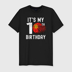 Футболка slim-fit Это мой 10 день рождения баскетбол, цвет: черный