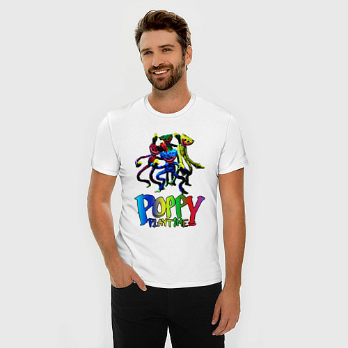 Мужская slim-футболка POPPY PLAYTIME HAGGY WAGGY Mini Huggies / Белый – фото 3