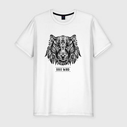 Футболка slim-fit Тигр в стиле Мандала Mandala Tiger Live Wild, цвет: белый