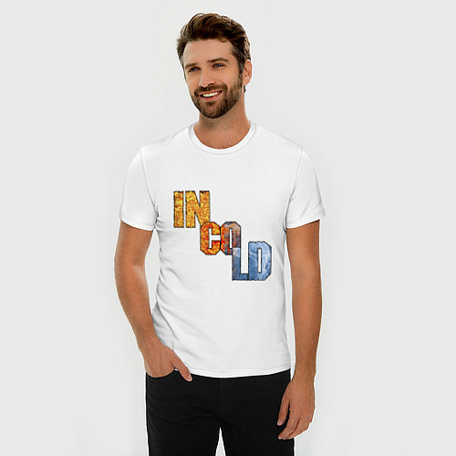 Мужская slim-футболка Логотип группы IN COLD / Белый – фото 3