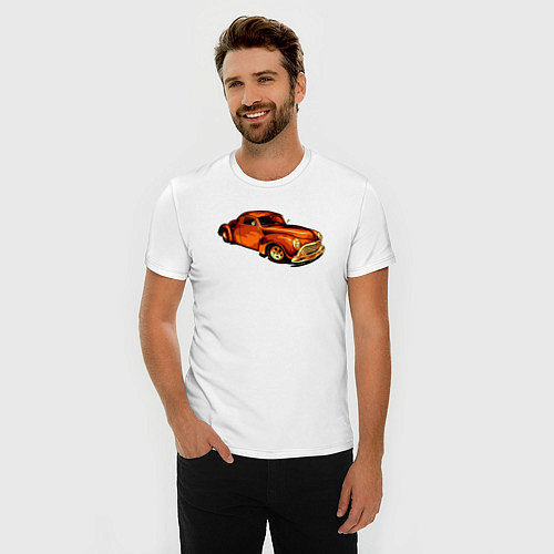 Мужская slim-футболка Классический автомобиль ретро / Белый – фото 3