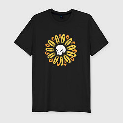 Футболка slim-fit Череп Подсолнух Sunflower Skull, цвет: черный