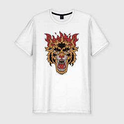 Футболка slim-fit OLDSCHOOL TIGER TATTOO ТАТУ ТИГРА ОЛДСКУЛ, цвет: белый