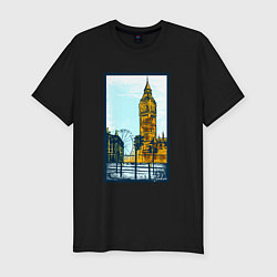 Футболка slim-fit Лондон London, цвет: черный