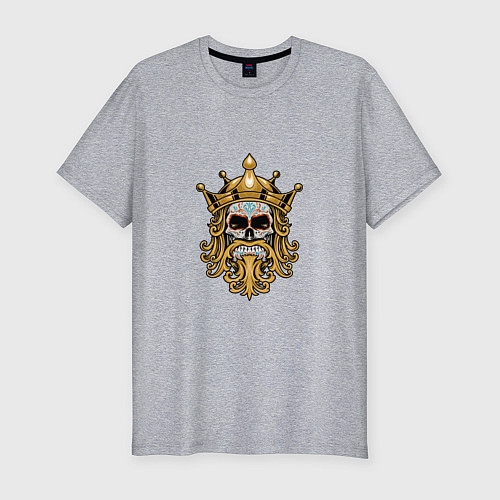 Мужская slim-футболка King - Skull / Меланж – фото 1