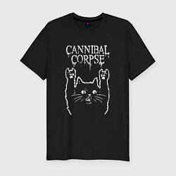 Футболка slim-fit Cannibal Corpse Рок кот, цвет: черный
