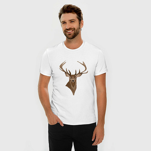 Мужская slim-футболка Лесной король - Олень / Белый – фото 3