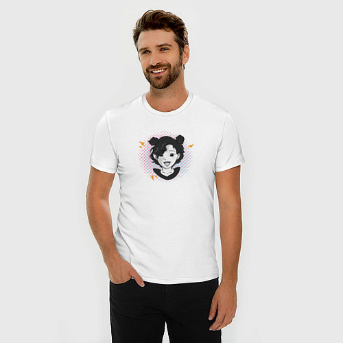 Мужская slim-футболка Аниме гёрл / Белый – фото 3