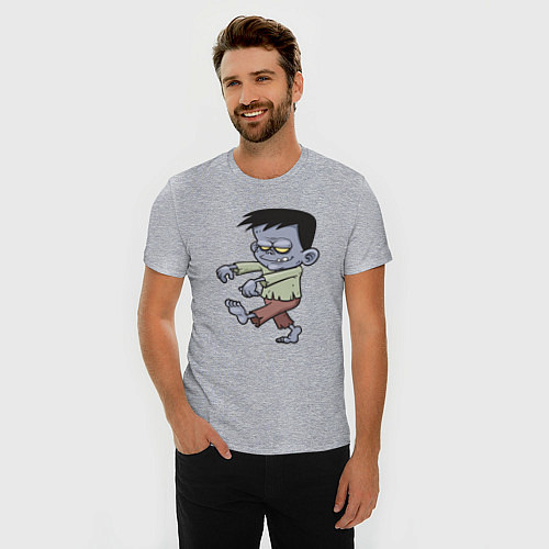 Мужская slim-футболка Walking Zombie / Меланж – фото 3