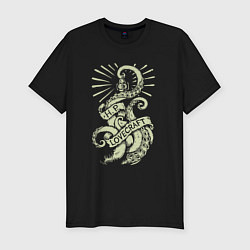 Футболка slim-fit HP Lovecraft Щупальца Лавкрафт Ктулху, цвет: черный