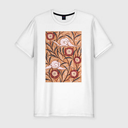 Футболка slim-fit Samarkande Art Nouveau Flower Pattern Цветочный ор, цвет: белый