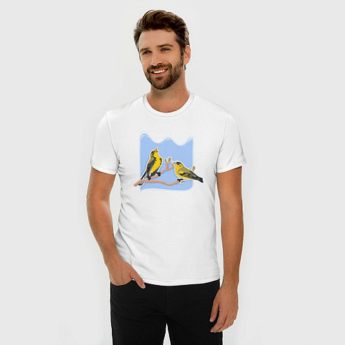 Мужская slim-футболка Птицы Чижик Птицы / Белый – фото 3