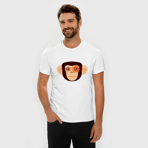 Мужская slim-футболка Злая кибер обезьяна / Белый – фото 3