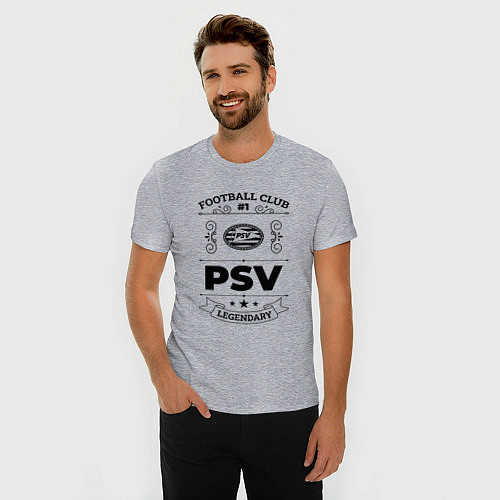 Мужская slim-футболка PSV: Football Club Number 1 Legendary / Меланж – фото 3