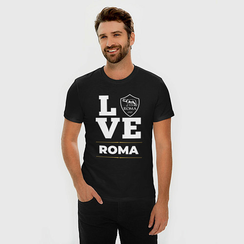 Мужская slim-футболка Roma Love Classic / Черный – фото 3