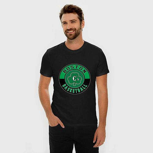 Мужская slim-футболка Boston Basketball / Черный – фото 3