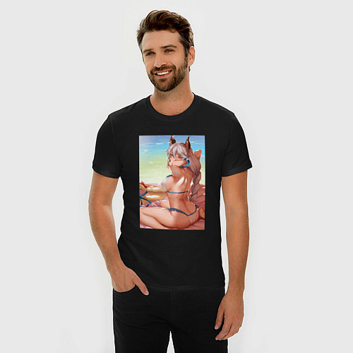 Мужская slim-футболка Heles - Granblue Fantasy / Черный – фото 3
