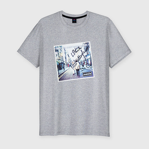 Мужская slim-футболка WHATS THE STORY MORNING GLORY с автографом / Меланж – фото 1